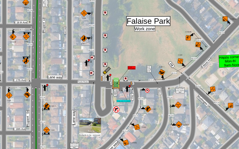 Falaise Park Vancouver work zone map